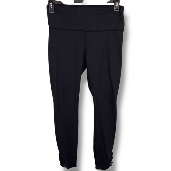 Large Black Glitter Knit Fleece Lined Leggings Pull On Stretch Comfortable - Picture 1 of 12